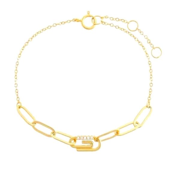 ADINA EDEN Paperclip safety pin pave bracelet NEW SOLD OUT - Picture 2 of 13